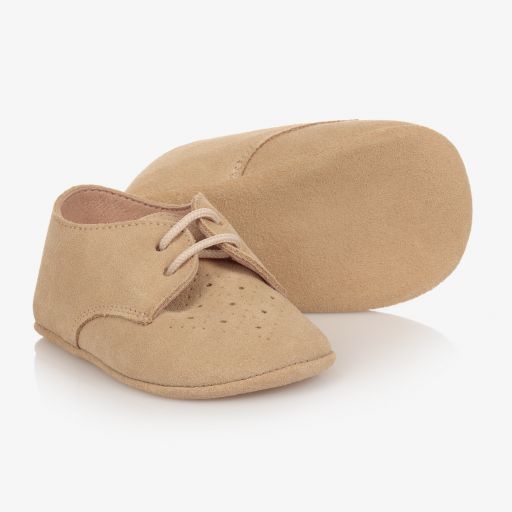 Children's Classics-Beige Suede Pre-Walker Shoes | Childrensalon