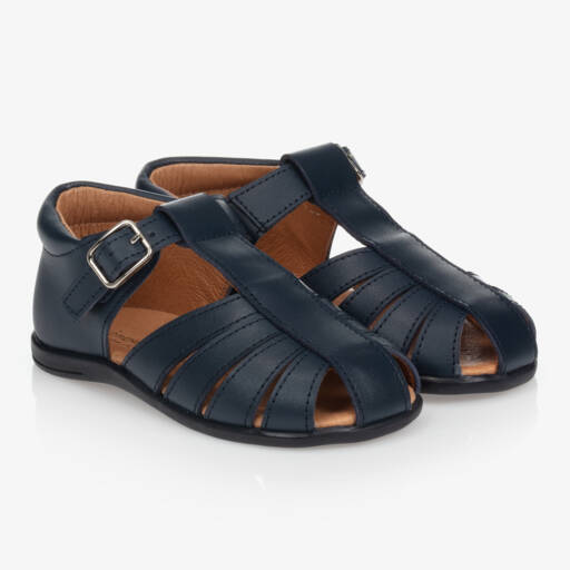 Children's Classics-Blue Leather Closed Toe Sandals | Childrensalon