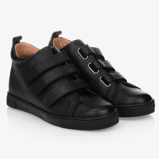 Children's Classics-Boys Black Leather High Top Trainers | Childrensalon