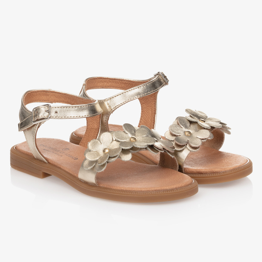 Children's Classics-Girls Gold Leather Sandals | Childrensalon