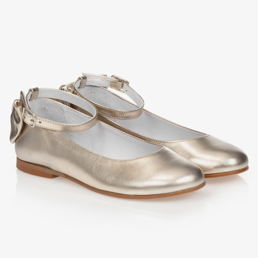 Children's Classics-Girls Gold Leather Shoes | Childrensalon
