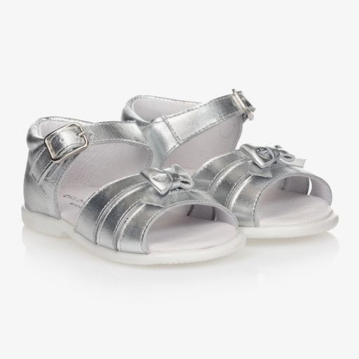 Children's Classics-Girls Silver Leather Sandals | Childrensalon