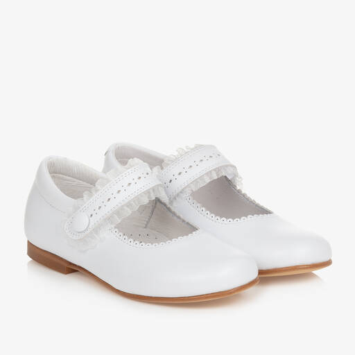 Children's Classics-Girls White Leather Shoes | Childrensalon