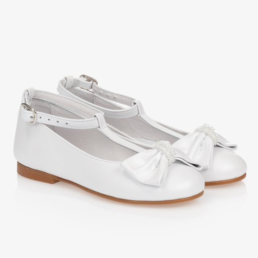 Children's Classics-Girls White Leather Shoes | Childrensalon