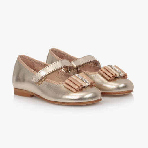 Children's Classics-Gold Leather Ballerina Pumps | Childrensalon