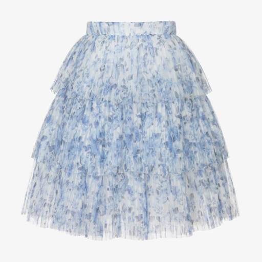 Childrensalon Occasions-Girls Blue Floral Tulle Skirt | Childrensalon