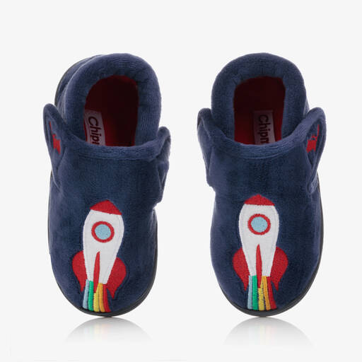Chipmunks-Boys Blue Rocket Velcro Slippers | Childrensalon