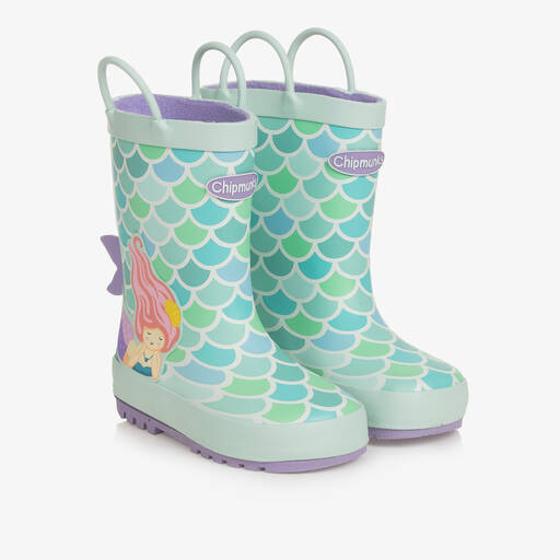 Chipmunks-Girls Green Mermaid Rain Boots | Childrensalon