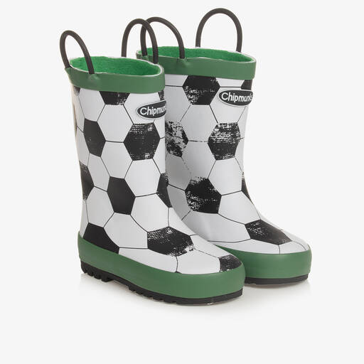 Chipmunks-White Football Rain Boots | Childrensalon