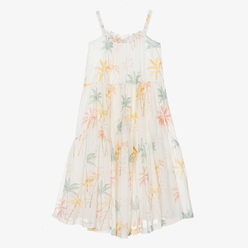 Chloé-Girls Ivory Cotton Palm Tree Dress | Childrensalon