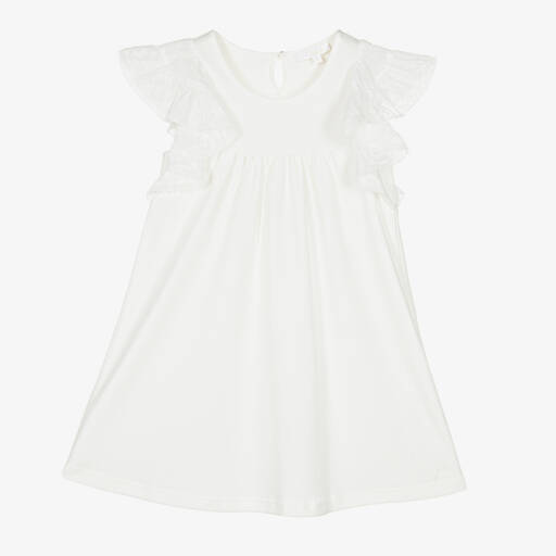 Chloé-Girls Ivory Ruffle Sleeved Dress | Childrensalon