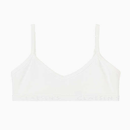 Claesen's-Girls White Cotton Jersey Bra | Childrensalon