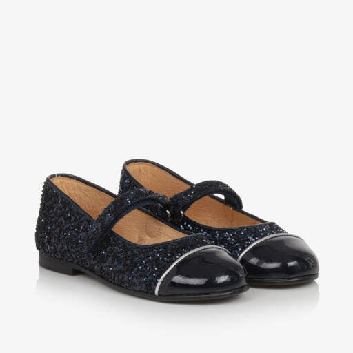 Coeur by Childrensalon-Girls Glittery Navy Blue Mary Jane Shoes | Childrensalon