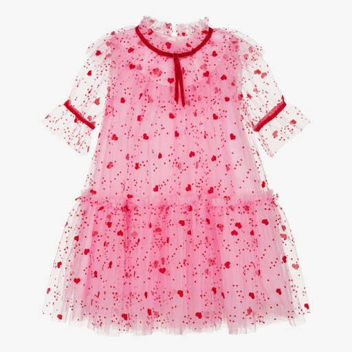 Coeur by Childrensalon-Girls Pink & Red Hearts Tulle Dress | Childrensalon