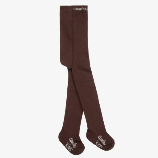Country Kids-Brown Cotton Knitted Tights | Childrensalon