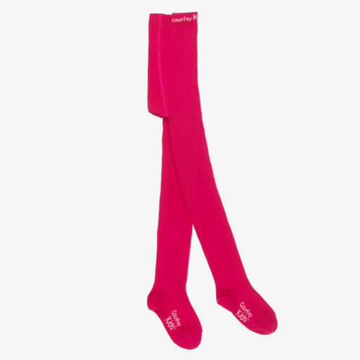 Country Kids-Girls Fuchsia Pink Cotton Knitted Tights | Childrensalon