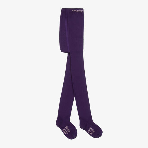 Country Kids-Girls Purple Cotton Knitted Tights | Childrensalon