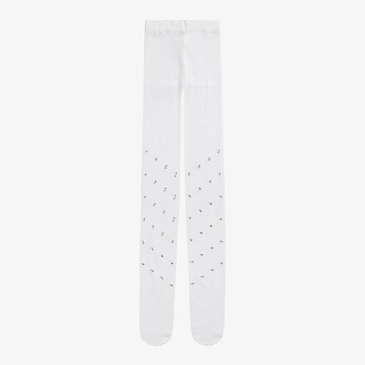 Country Kids-Girls White Diamanté Sheer Tights | Childrensalon