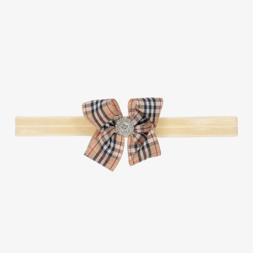 Cute Cute-Beige Checked Headband (7cm) | Childrensalon