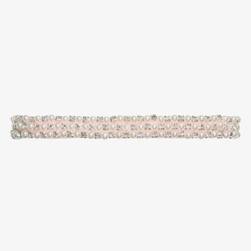 Cute Cute-Diamanté & Pearl Bead Pink Headband | Childrensalon