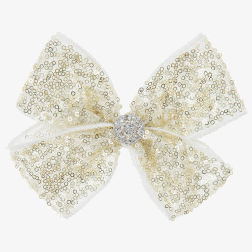 Cute Cute-Gold & Ivory Bow Hairclip (11cm) | Childrensalon