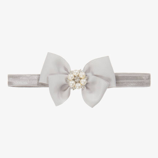 Cute Cute-Grey Ribbon Bow Headband  | Childrensalon