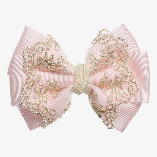 Cute Cute-Pink & Gold Bow Clip (11cm) | Childrensalon