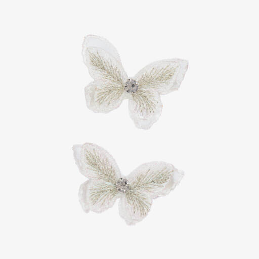 Cute Cute-White Butterfly Hair Clips (2 Pack) | Childrensalon