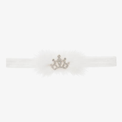 Cute Cute-White Fur & Diamanté Headband | Childrensalon