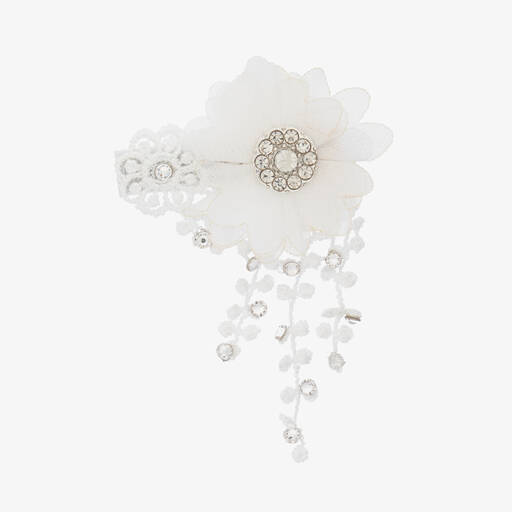 Cute Cute-White Swarovski Hairclip (6cm) | Childrensalon