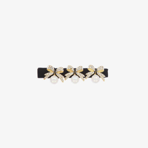 David Charles-Girls Black Bows Hair Clip (8cm) | Childrensalon