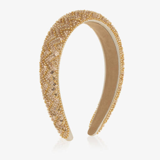 David Charles-Girls Gold Bead & Sequin Hairband | Childrensalon