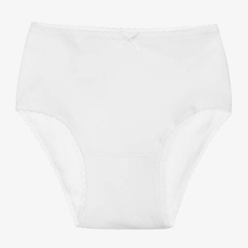 Diacar-Girls White Cotton Pointelle Knickers | Childrensalon