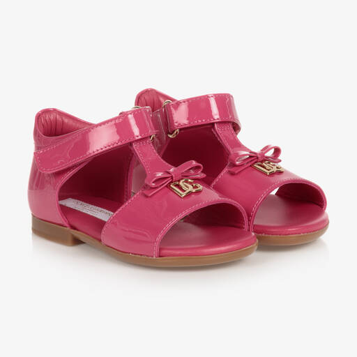 Dolce & Gabbana-Baby Girls Pink Patent Leather Sandals | Childrensalon