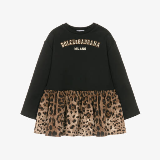 Dolce & Gabbana Girls Metal Logo Dress in Black