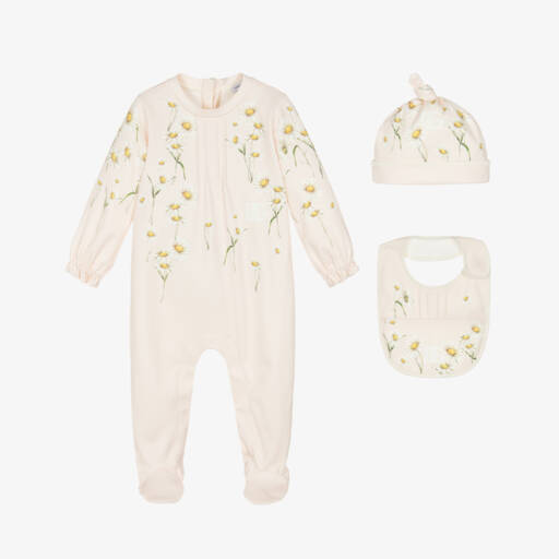Dolce & Gabbana White Fruit Print Cotton Babysuit Set
