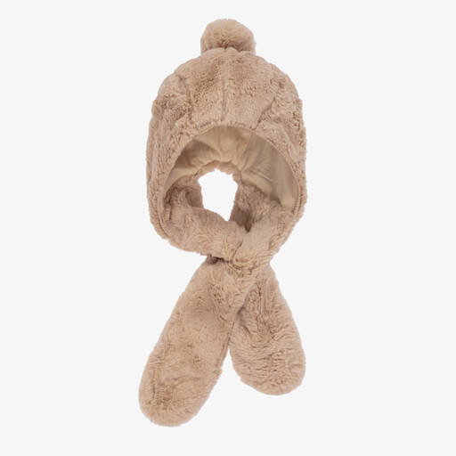 Donsje-Beige Faux Fur Pom-Pom Hat | Childrensalon