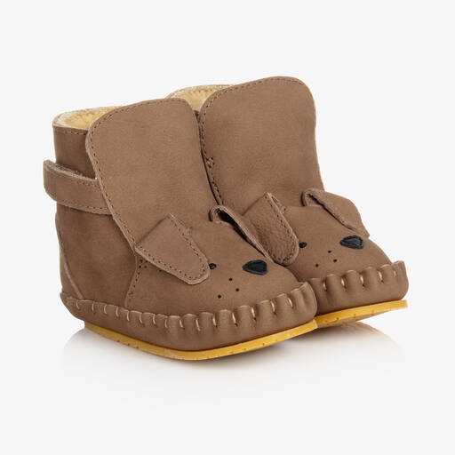 Donsje-Brown Suede Leather Pre-Walkers | Childrensalon
