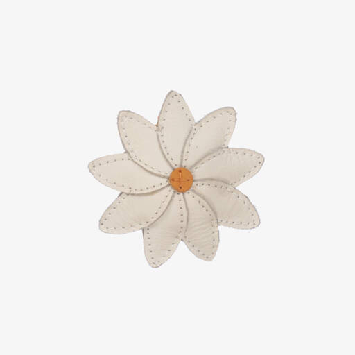 Donsje-Girls White Leather Daisy Hair Clip (6cm) | Childrensalon