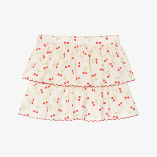 Dr. Kid-Girls Ivory Cotton Cherry Skirt | Childrensalon