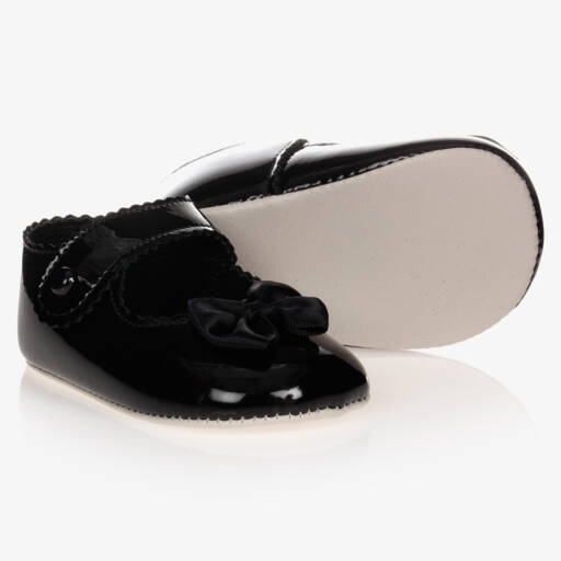 Early Days Baypods-Baby Girls Black Patent Faux Leather Pre-Walker Shoes | Childrensalon
