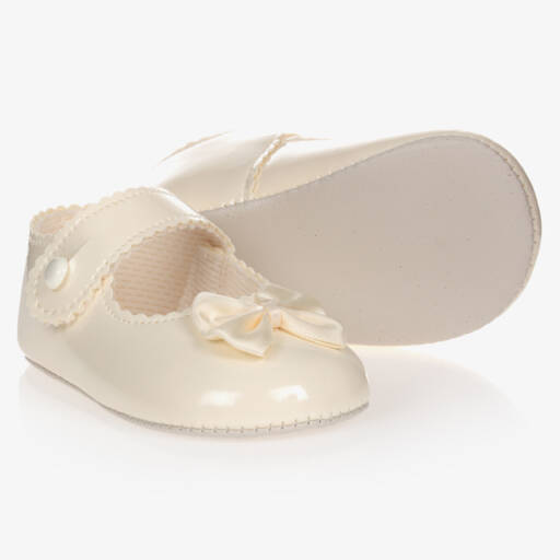 Early Days Baypods-Baby Girls Ivory Patent Faux Leather Pre-Walker Shoes | Childrensalon