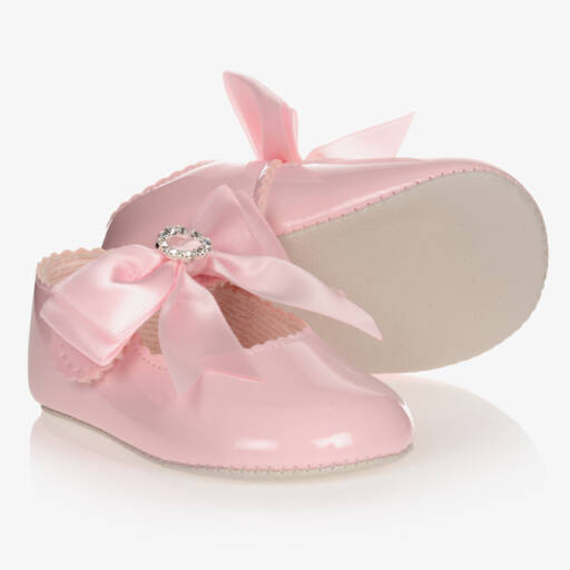 Early Days-Baby Girls Pink Patent Pre-Walker Shoes with Bow | Childrensalon