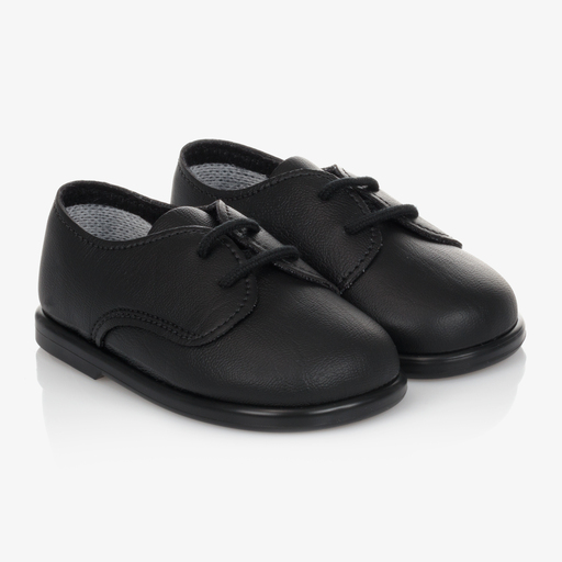Early Days-Boys Black First Walker Shoes | Childrensalon
