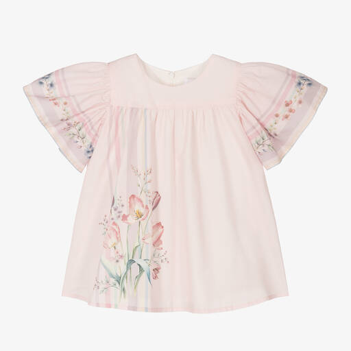 EIRENE-Baby Girls Pink Cotton Floral Dress | Childrensalon