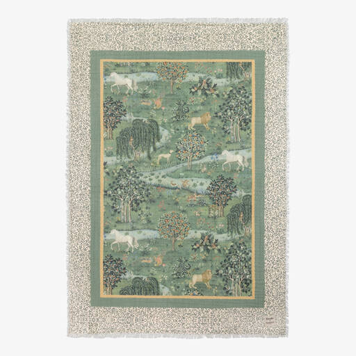 Elodie-Green Cotton Muslin William Morris Blanket (100cm) | Childrensalon