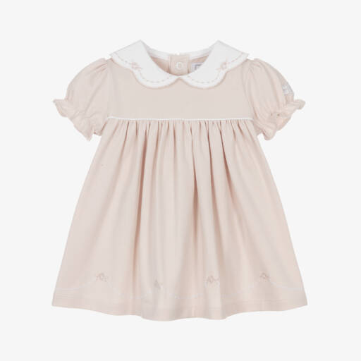 Emile et Rose-Baby Girls Beige Cotton Jersey Dress | Childrensalon