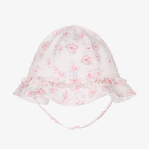 Emile et Rose-Baby Girls Pink Cotton Floral Sun Hat | Childrensalon