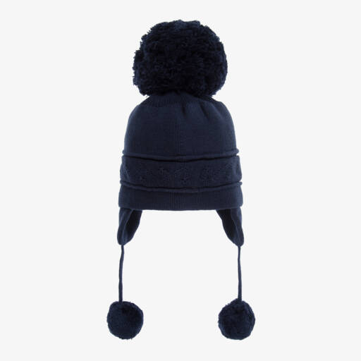 Emile et Rose-Navy Blue Knitted Pom-Pom Baby Hat | Childrensalon