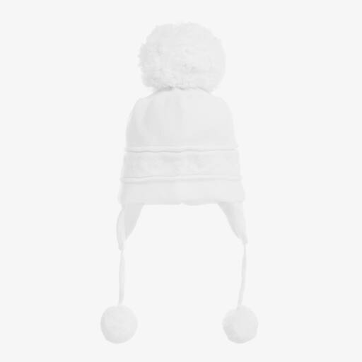 Emile et Rose-White Knitted Pom-Pom Baby Hat | Childrensalon